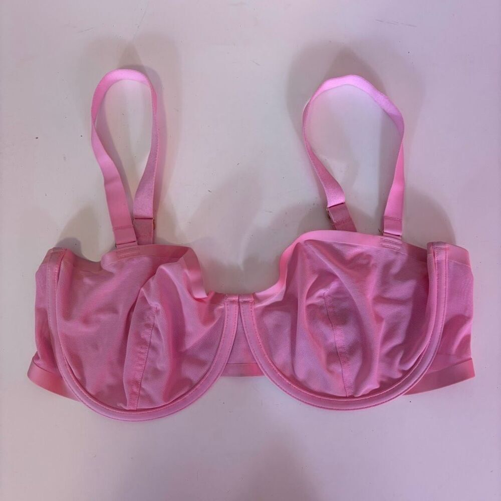 Cuup Pink Sheer Mesh Unlined Bra Size 34E